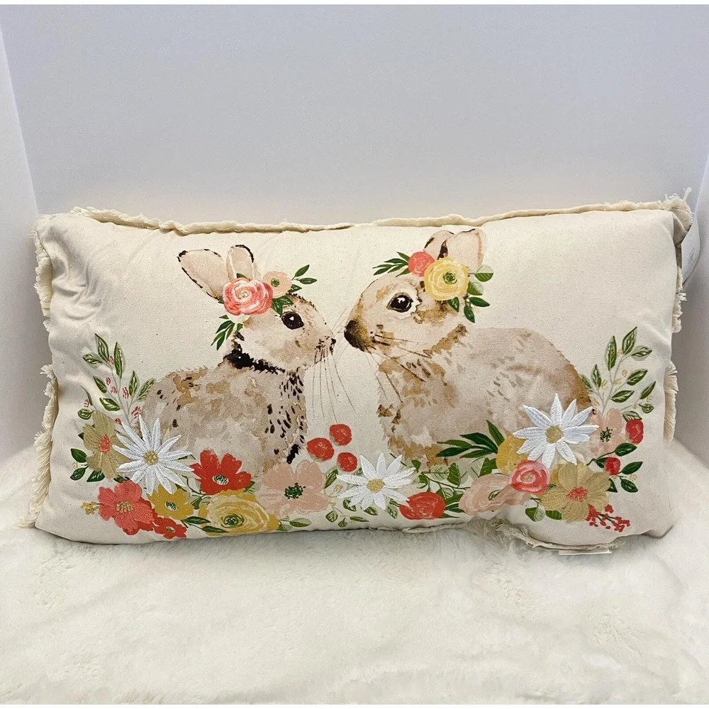Embroidered Easter Bunny Throw Pillow The Farmhouse By Rachel Ashwell